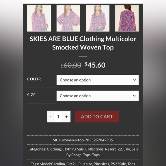 Skies are Blue smocked top. Worn once. 60 retail - Picture 5 of 8